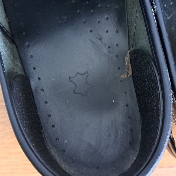 Dansko Women’s 41 US 11 Paint Splatter Patent Leather Comfort Clogs Shoes - Picture 9 of 10